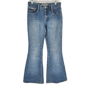 Zana Di Flare Leg Jeans Juniors 7 8 Vintage 90s 100% Cotton Medium Wash Denim